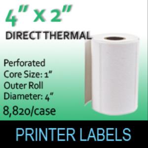 Direct Thermal Labels 4" x 2" Perf